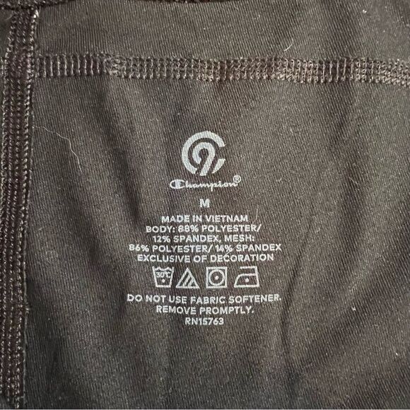 Champion (M) Black Mesh Panel Cropped Leggings - Medium - Picture 3 of 5